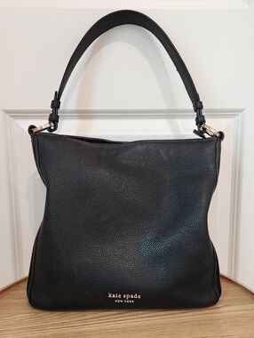 Kate Spade Large Carryall Black Pebbled Leather Tote Shoulder Bag
